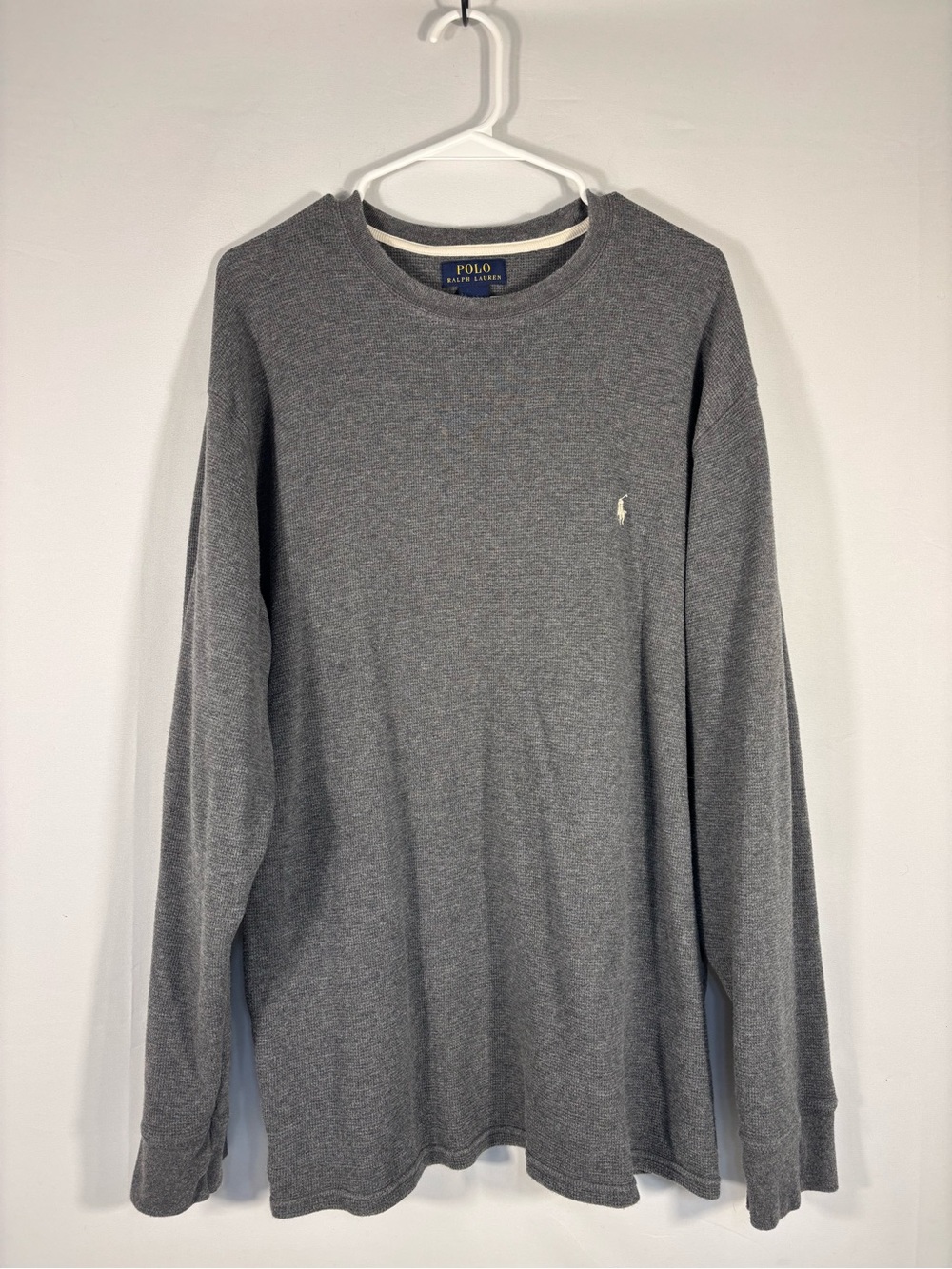 Polo Ralph Lauren Gray Waffle Knit Thermal Long Sleeve Shirt Men’s 2XL